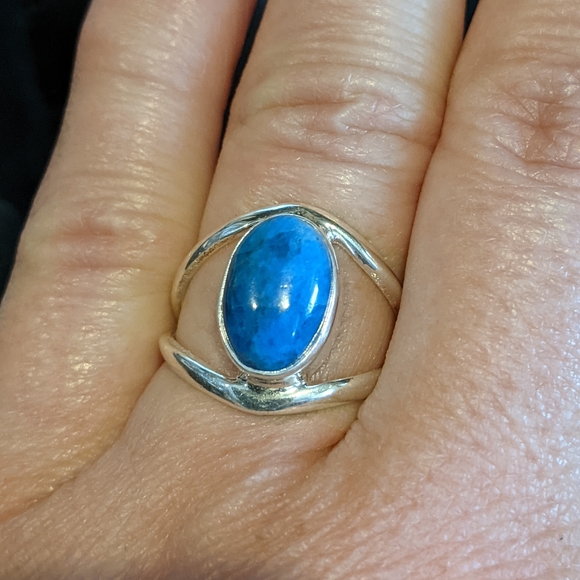 Blue Apatite 925 Silver Ring, Size 7 - Picture 2 of 6